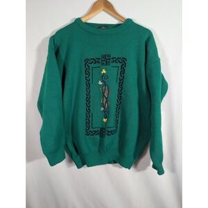 Emerald Isle Crew Neck Claddagh Sweater Shamrock Knit Irish St Patrick Small